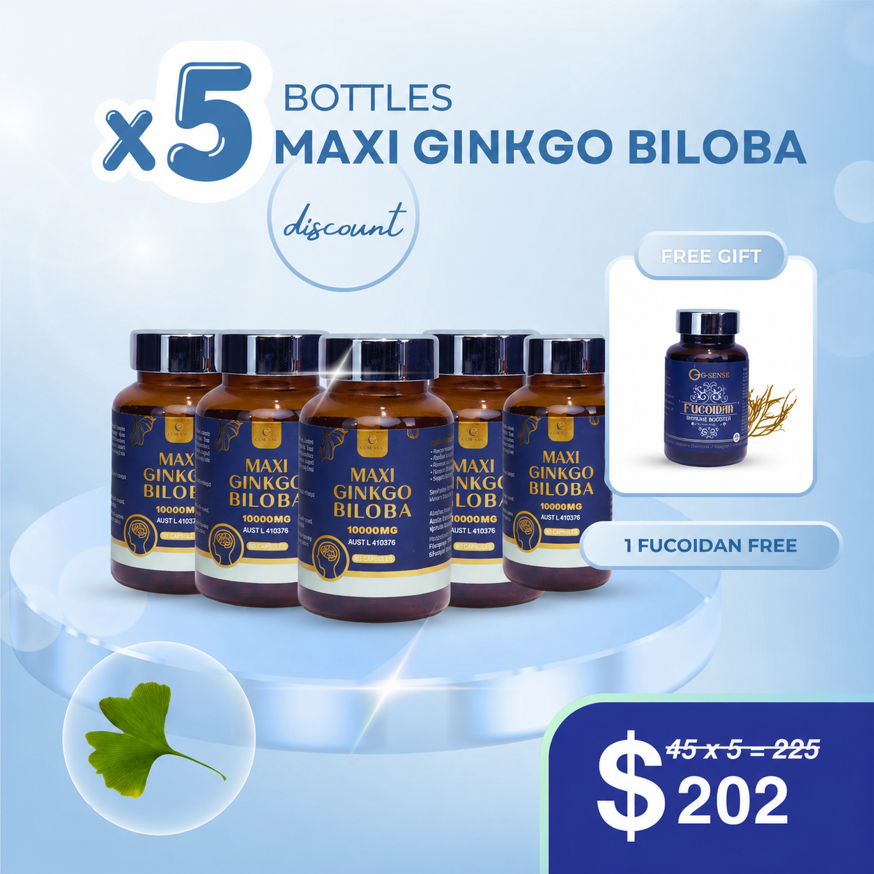 5 Bottles Maxi Ginkgo Biloba